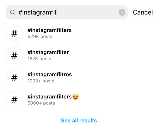 Manual hashtag search