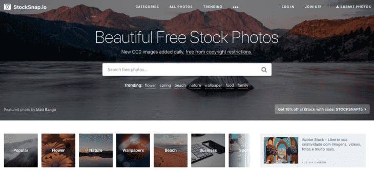 StockSnap home page