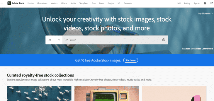 Adobe Stock home page