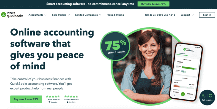 QuickBooks home page