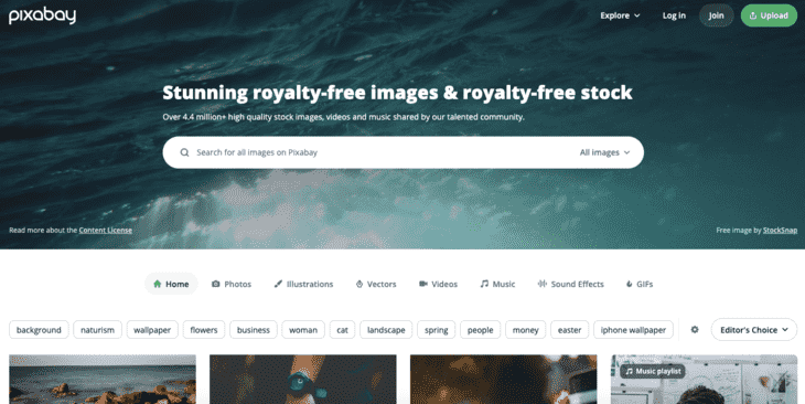 Pixabay home page