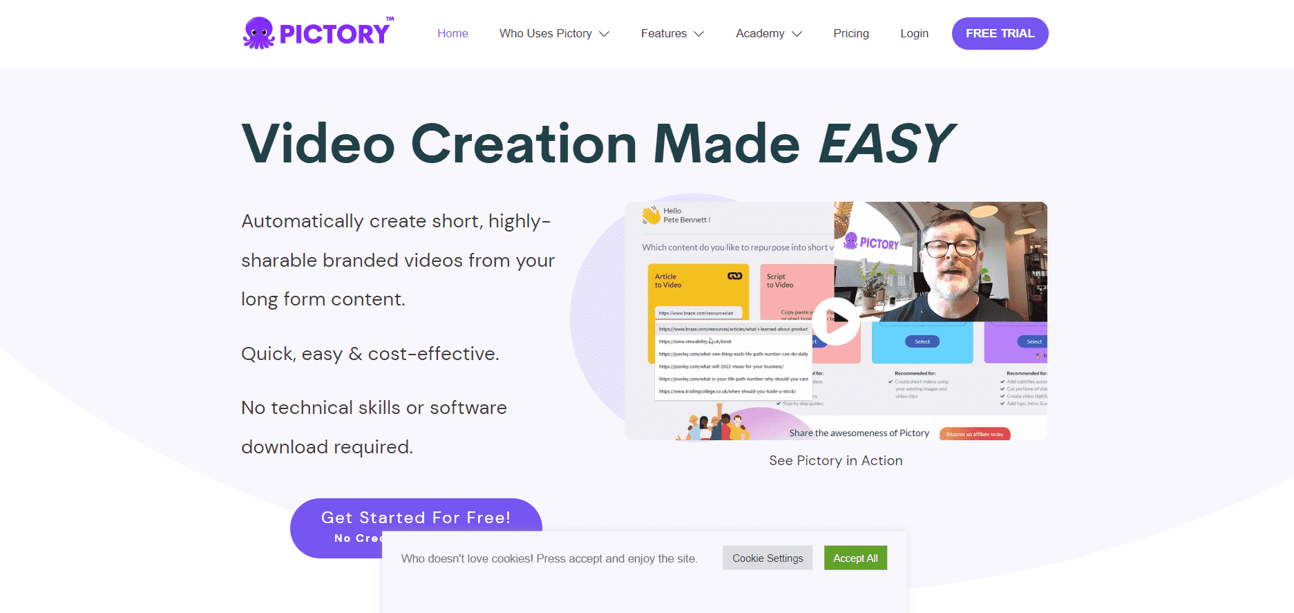  Pictory home page