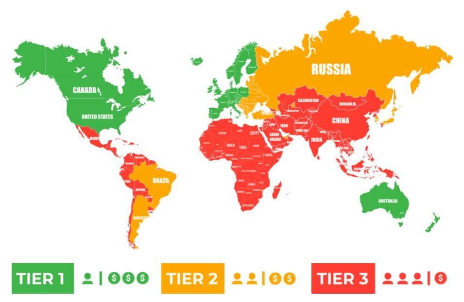Tier 1, Tier 2, and Tier 3 countries