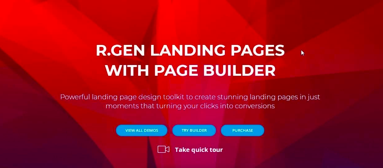 Landing page design example in bright colours