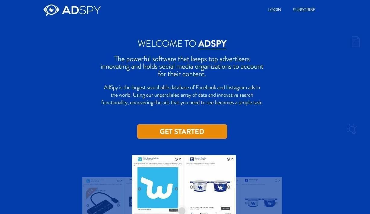 AdSpy main page