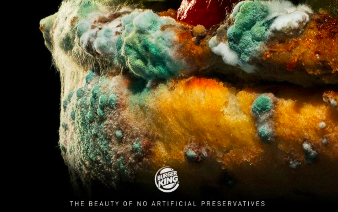 A mouldy whopper highlights Burger King’s campaign of removing artificial preservatives