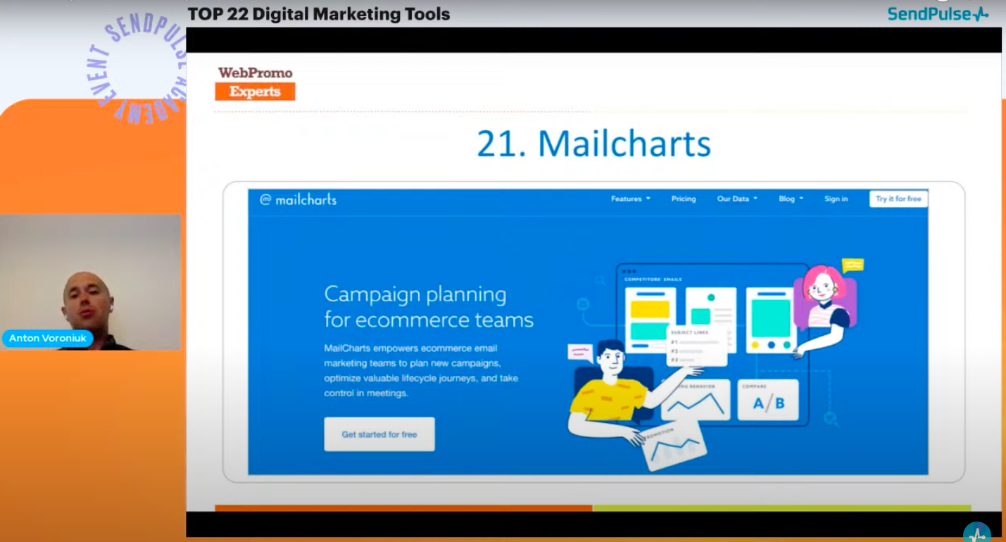 Webinar on marketing tools with clickable presentation links
